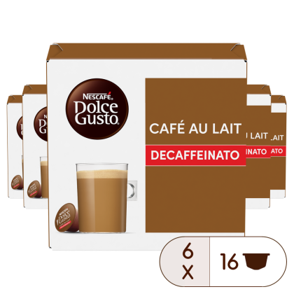 CAFÉ AU LAIT DECAFFEINATO VORTEILSPACK 96 KAPSELN Box - Vorderseite - NESCAFÉ® Dolce Gusto®