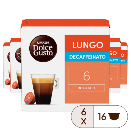 LUNGO DECAFFEINATO VORTEILSPACK 96 KAPSELN Box - Vorderseite - NESCAFÉ® Dolce Gusto®