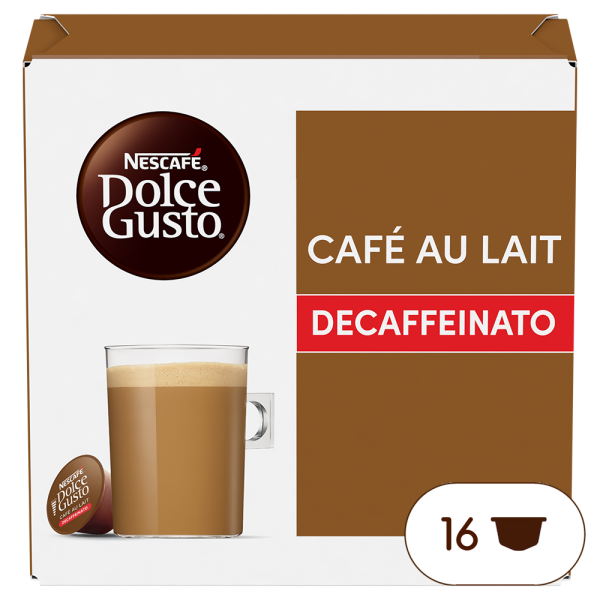 Boîte de 16 capsules CAFÉ AU LAIT DECAFFEINATO 16 CAPSULES NESCAFÉ® Dolce Gusto®