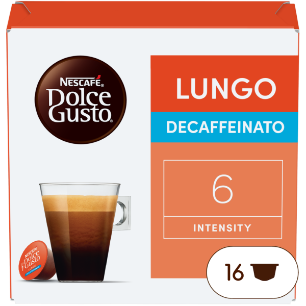 LUNGO DECAFFEINATO 16 KAPSELN Box - Vorderseite - NESCAFÉ® Dolce Gusto®