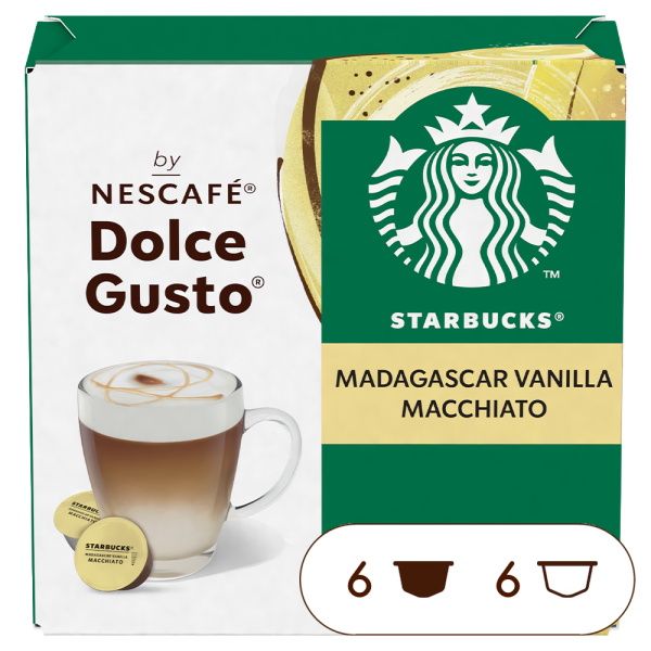 Boîte de 12 capsules STARBUCKS® MADAGASCAR VANILLA MACCHIATO 12 CAPSULES NESCAFÉ® Dolce Gusto®
