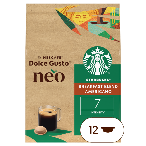 Pack éco-responsable de dosettes de café compostables en papier NESCAFÉ® Dolce Gusto® NEO Starbucks® Breakfast Blend Americano