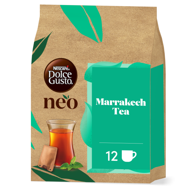 front view of the neo marrakech tea with a sachet