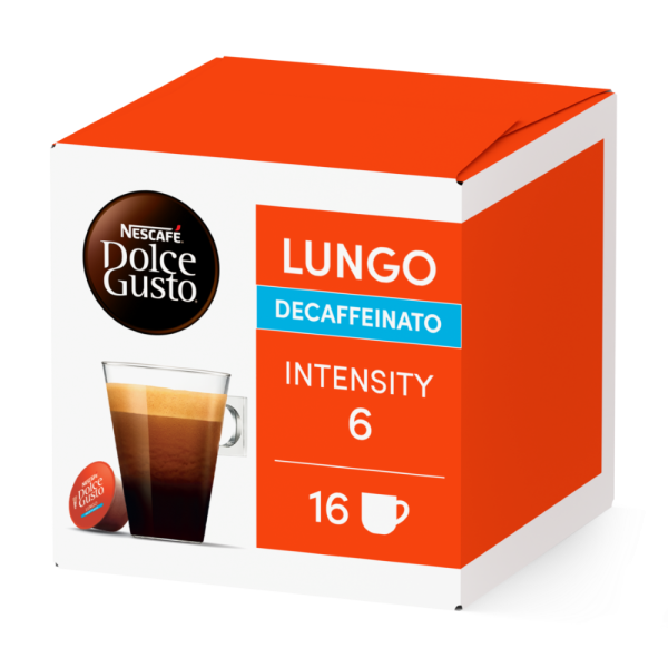 LUNGO DECAFFEINATO 16 KAPSELN Box - Vorderseite - NESCAFÉ® Dolce Gusto®