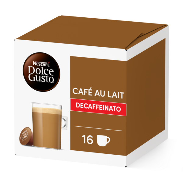 Boîte de 16 capsules CAFÉ AU LAIT DECAFFEINATO 16 CAPSULES NESCAFÉ® Dolce Gusto®
