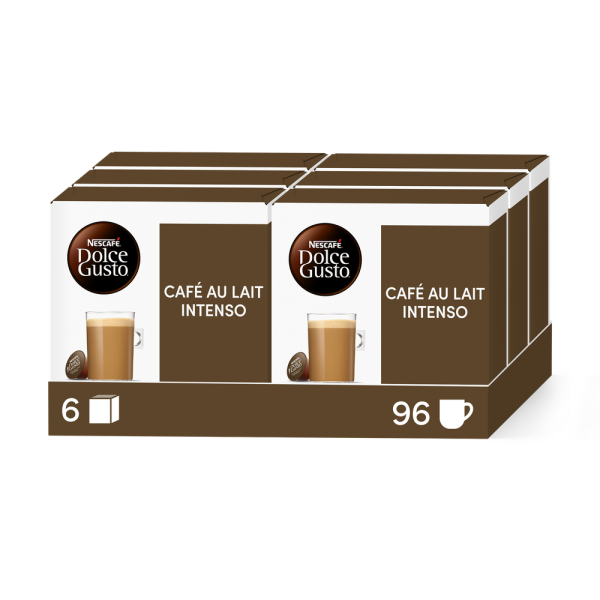 CAFÉ AU LAIT INTENSO VORTEILSPACK 96 KAPSELN Box - Vorderseite - NESCAFÉ® Dolce Gusto®