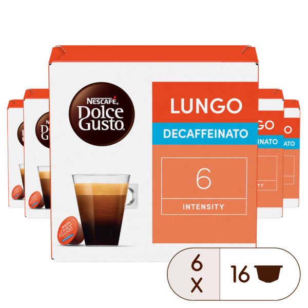 LUNGO DECAFFEINATO VORTEILSPACK 96 KAPSELN Box - Vorderseite - NESCAFÉ® Dolce Gusto®