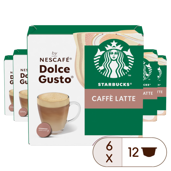 STARBUCKS® CAFFÈ LATTE VORTEILSPACK 72 KAPSELN Box - Vorderseite - NESCAFÉ® Dolce Gusto®