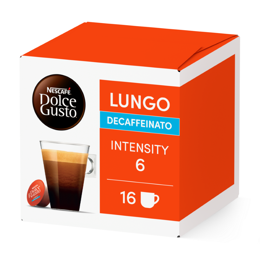 LUNGO DECAFFEINATO 16 KAPSELN Box - Vorderseite - NESCAFÉ® Dolce Gusto®