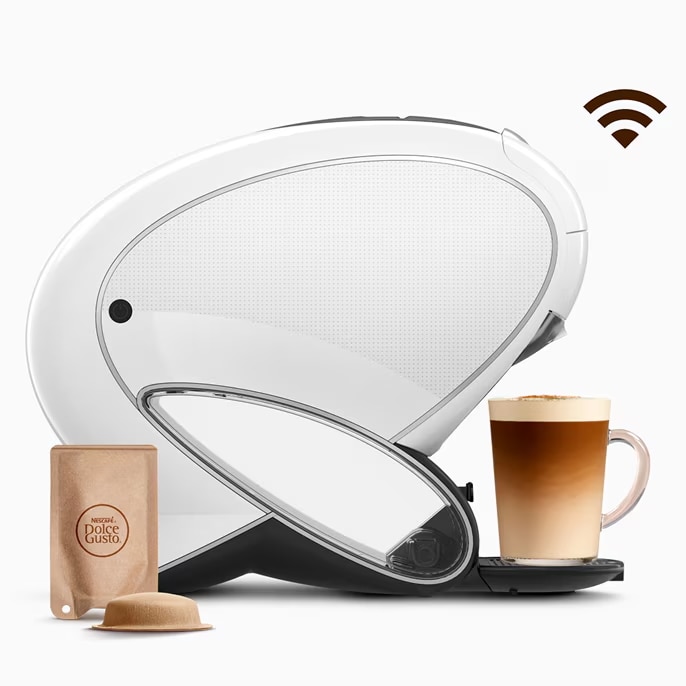 Machine à café intelligente NEO Latte blanche avec icône Wi‑Fi